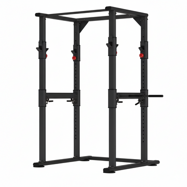 Black power rack on a white background